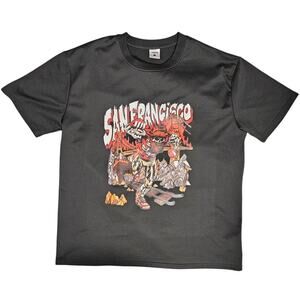 San Francisco Football Graphic T-Shirt Skeleton Trend Trendys Black Mens L Retro